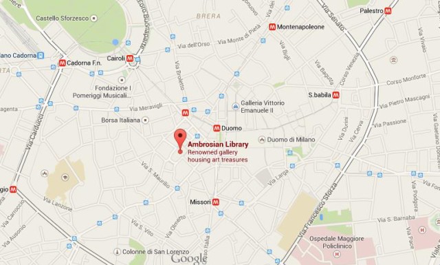 location Pinacoteca Ambrosiana on map Milan