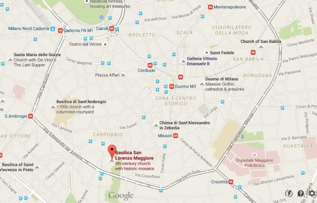 location San Lorenzo Maggiore Basilica on map Milan