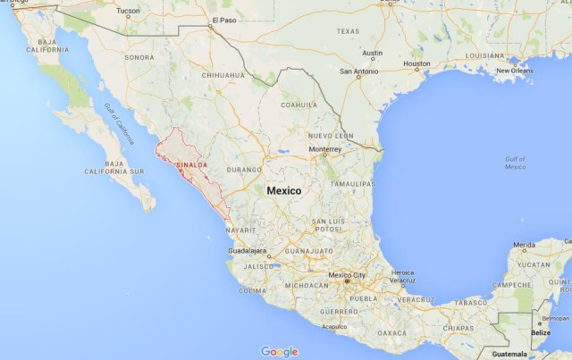 location Sinaloa on map Mexico
