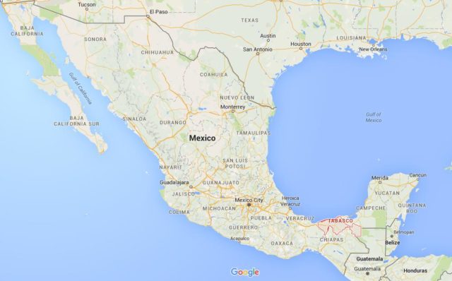 Location Tabasco on map Mexico