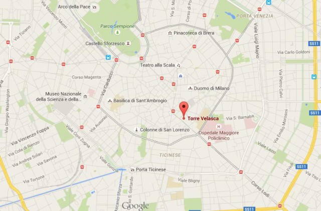location Torre Velasca on map Milan