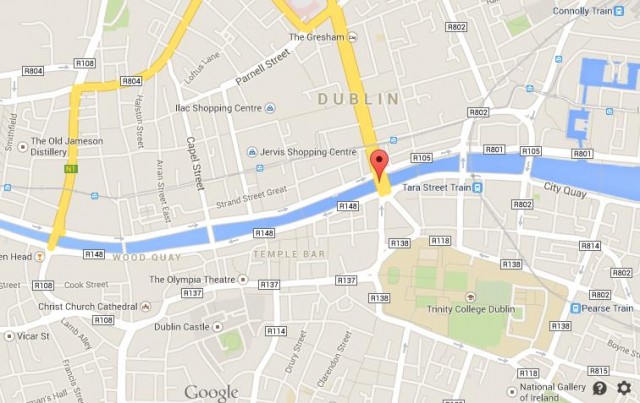 location O'Connell Bridge map Dublin