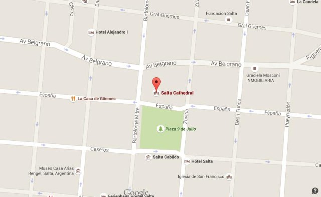 Map of Cathedral Salta Argentina