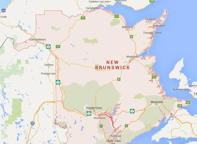 Map of New Brunswick Canada