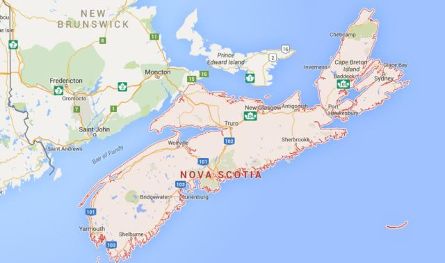 Map of Nova Scotia Canada
