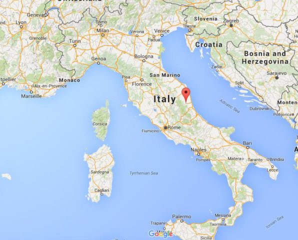 Location Ascoli Piceno on map Italy
