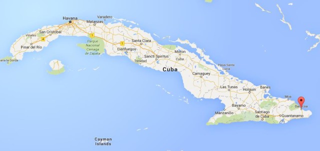 location Baracoa on map Cuba