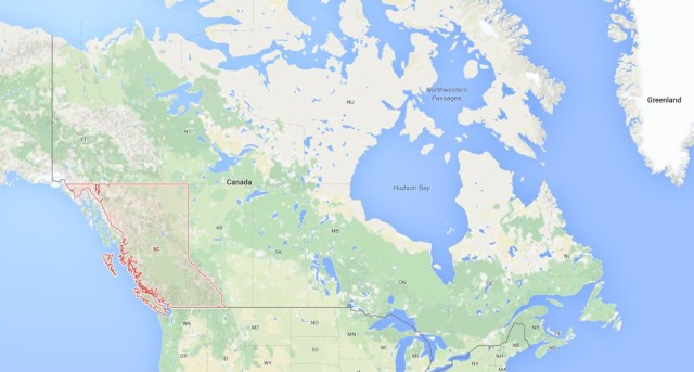 location British Columbia on map Canada