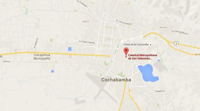 location Cathedral on map Cochabamba