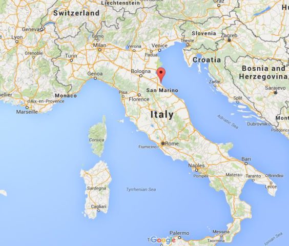 Location Cesenatico on map Italy