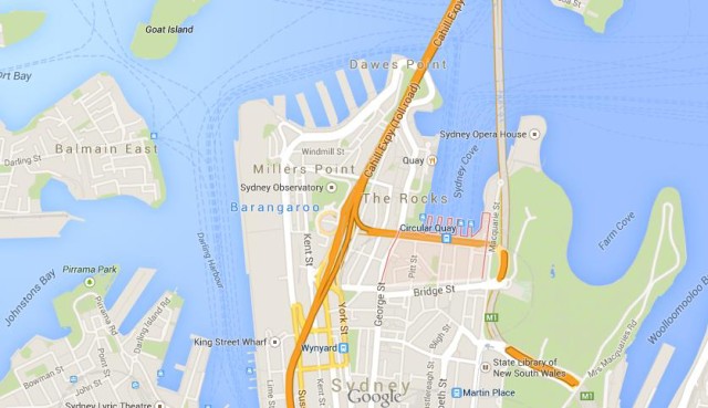 location Circular Quay on map of Sydney
