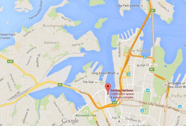 location Darling Harbour on map Sydney