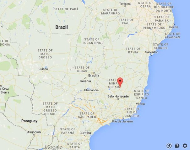 location Diamantina on map Brazil