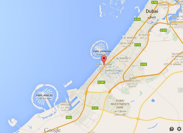 location Dubai Marina on map Dubai