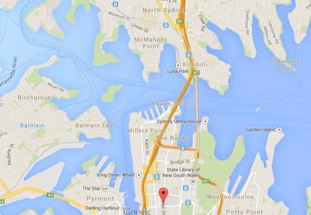 location George Street on map of Sydney