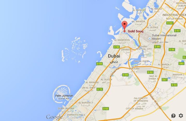 location Gold Deira Souq on map Dubai