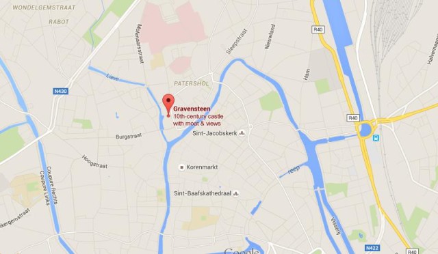 location Gravensteen Castle on map Ghent