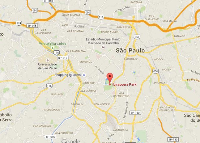 location Ibirapuera Park on map of Sao Paulo