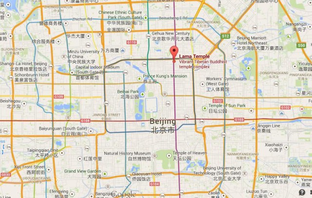 location Lama Temple on map Beijing