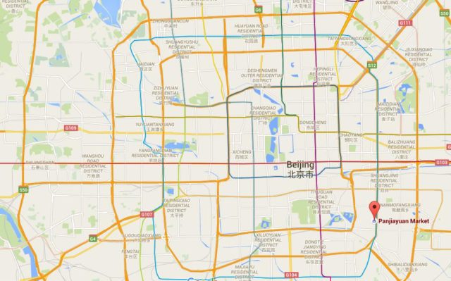 Location Panjiayuan Market on map Beijing