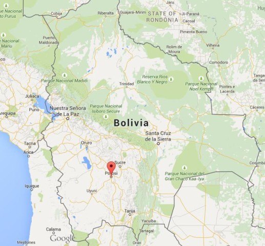 location Potosi on map of Bolivia