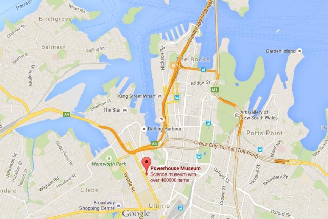 location Powerhouse Museum on map of Sydney