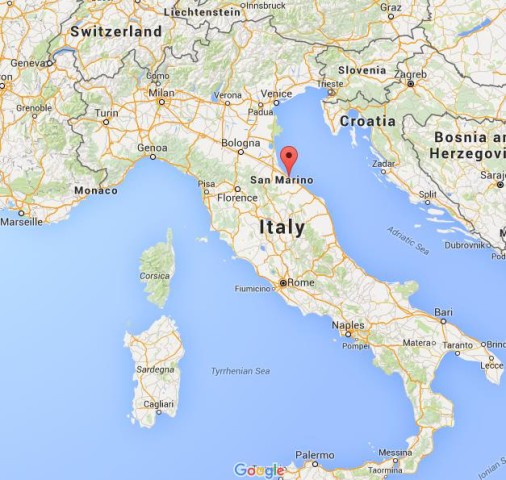 location Riccione on map of Italy