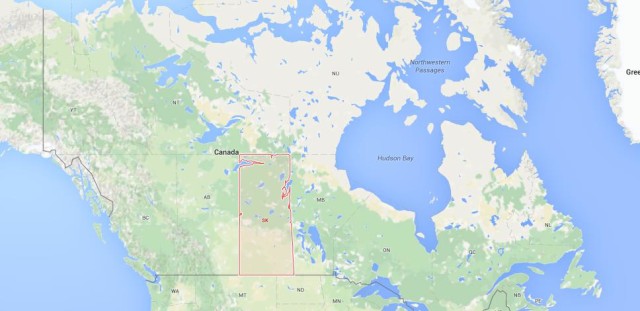 location Saskatchewan on map Canada