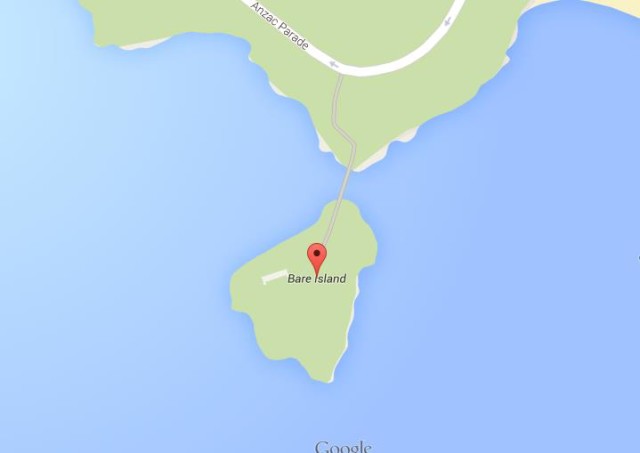 Map of Bare Island Sydney