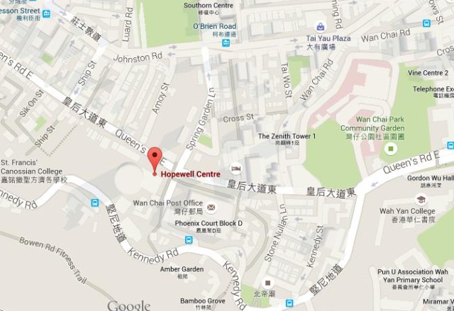 Map of Hopewell Centre HK