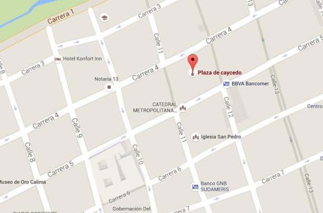 Map of Plaza Caicedo Cali