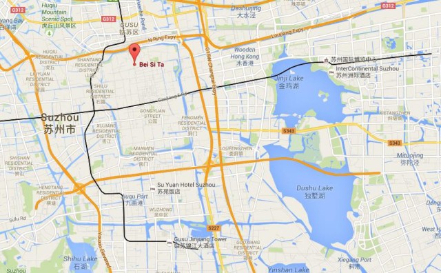 location Beisi Pagoda on map Suzhou