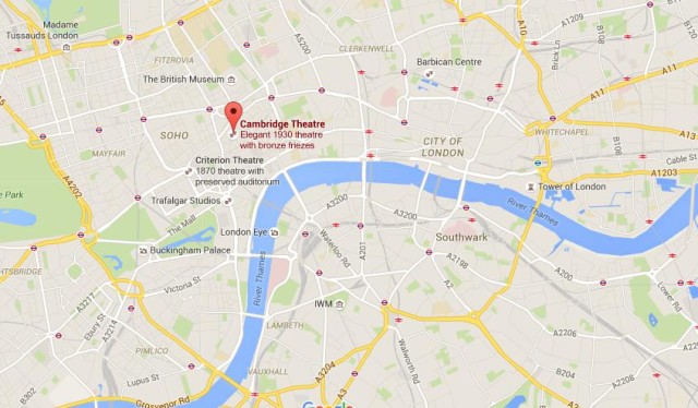 location Cambridge Circus on map London