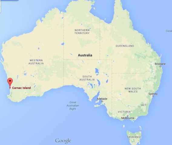 location Carnac Island on map Australia