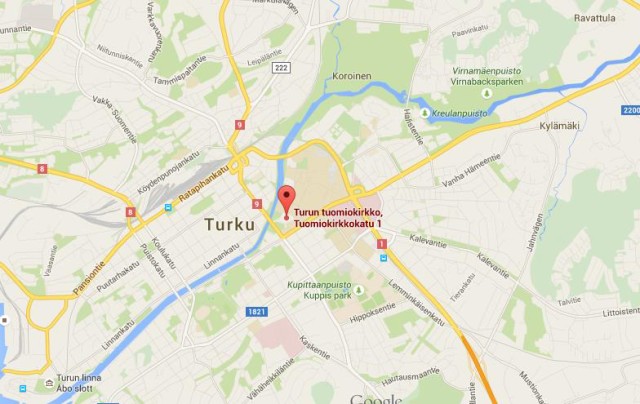 location Cathedral on map of Turku