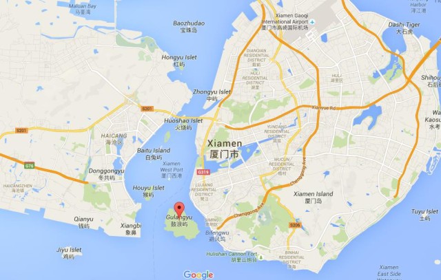 location Gulangyu Island on map Xiamen