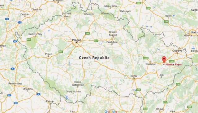 Location Hranice Gorge on map Czech Republic