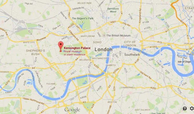 location Kensington Palace on map London