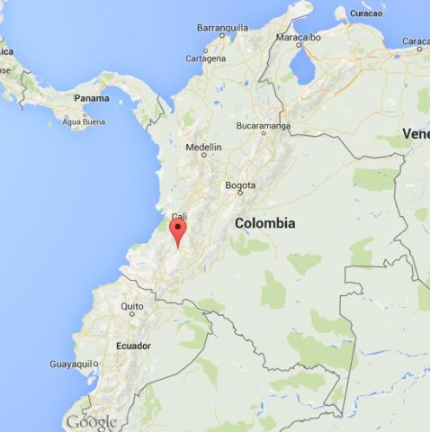 location Popayan on map Colombia