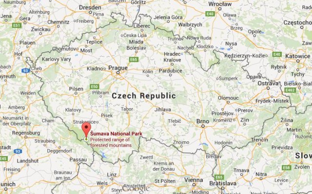 location Sumava National Park on map of Czech Republic