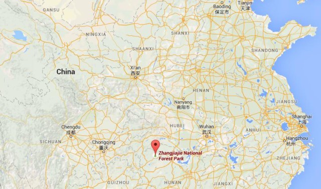 location Zhangjiajie National Forest on map