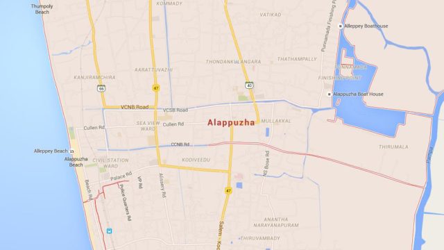 Map of Alleppey India