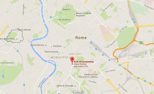 location Arch of Constantine on map Rome