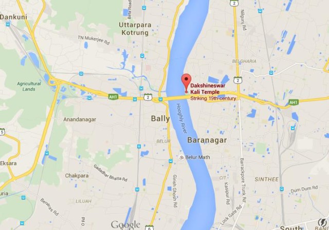 location Dakshineswar Kali Temple on map Kolkatta