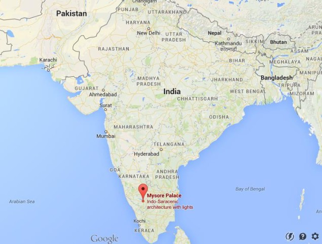 location Mysore Palace on map India