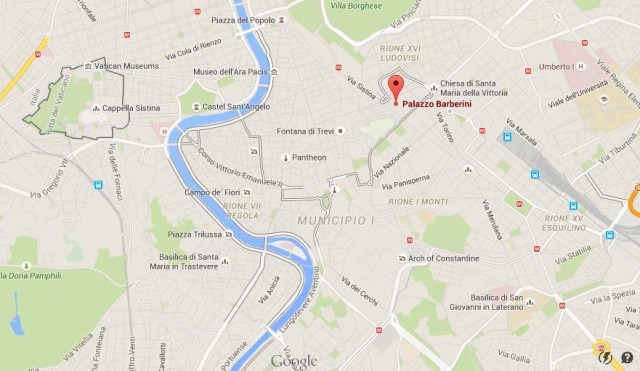 location Palazzo Barberini on map Rome