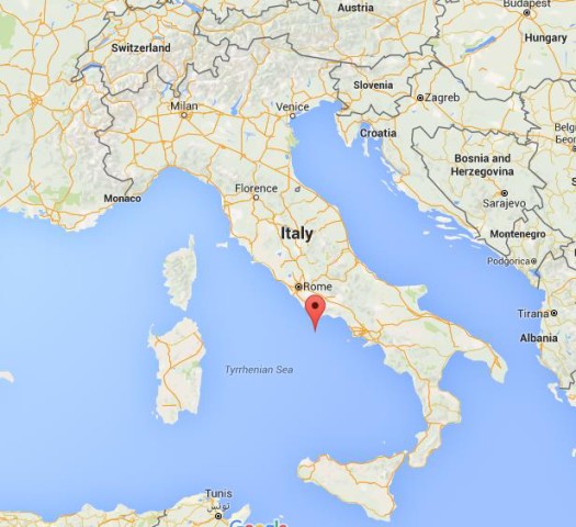 location Ponza on map Italy
