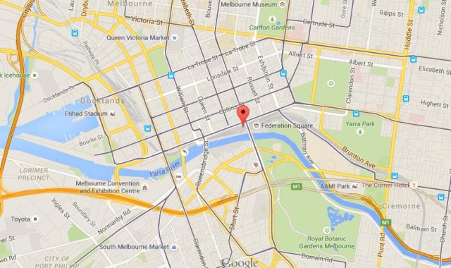 location Flinders Street Station on map Melbourne