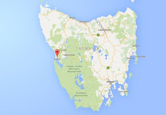 Location Strahan on map Tasmania