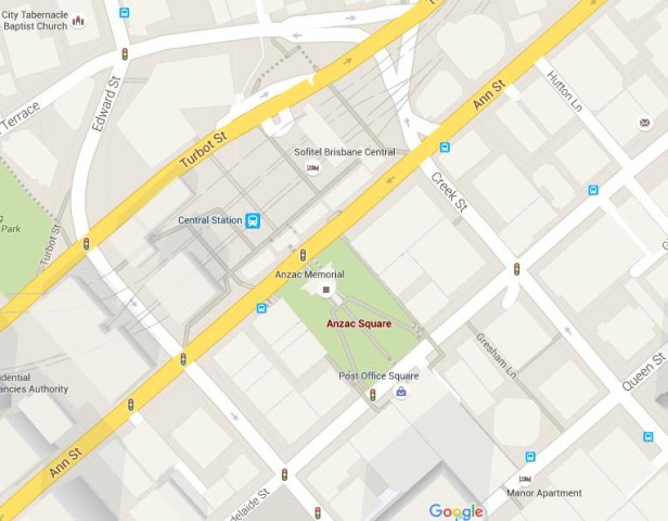 Map of Anzac Square Brisbane